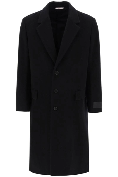 Shop Valentino Garavani Single-breasted Wool Coat In Black