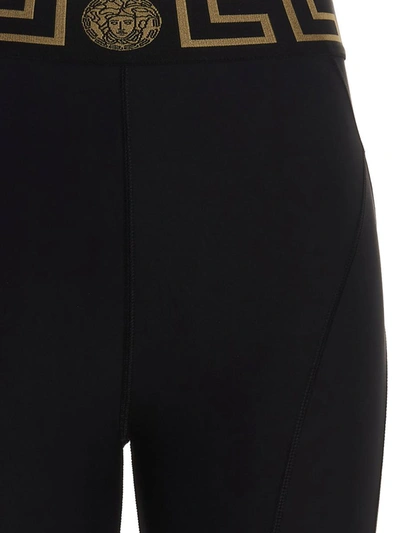Shop Versace 'greca' Leggings In Black