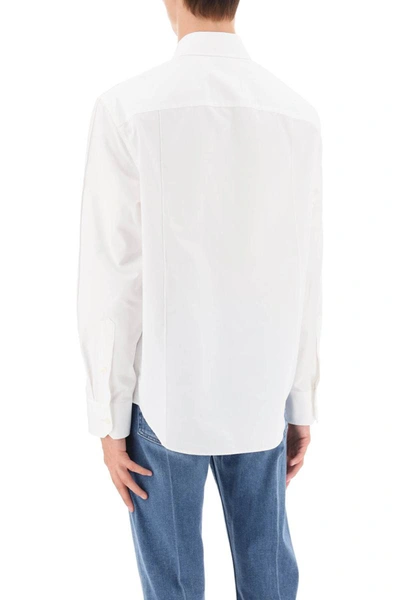 Shop Versace Leather Strap Shirt In White