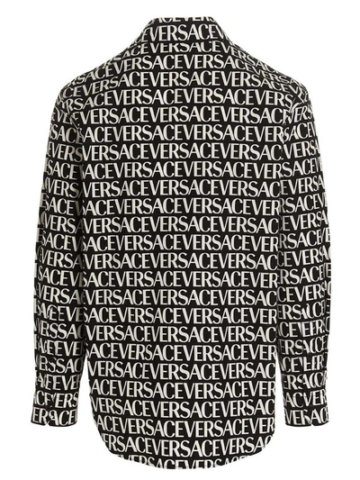 Shop Versace Logo Shirt In White/black
