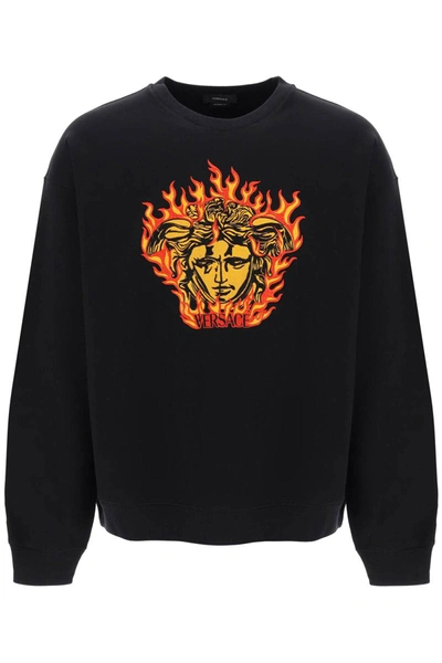 Shop Versace Medusa Flame Sweatshirt In Multicolor
