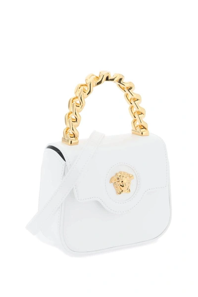 Shop Versace Patent Leather 'la Medusa' Mini Bag In White