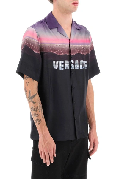 Shop Versace Hills Bowling Shirt In Black