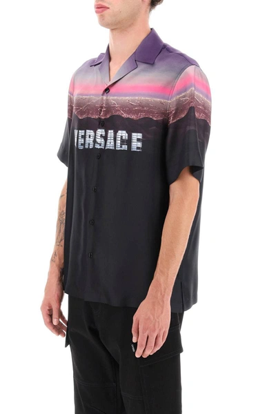 Shop Versace Hills Bowling Shirt In Black
