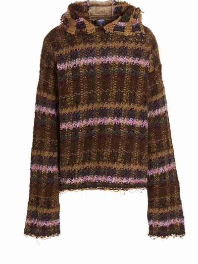 Vitelli Oversized Hooded Sweater Textured Knit In Multicolor