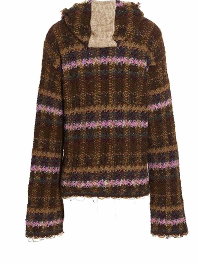 Vitelli Oversized Hooded Sweater Textured Knit In Multicolor
