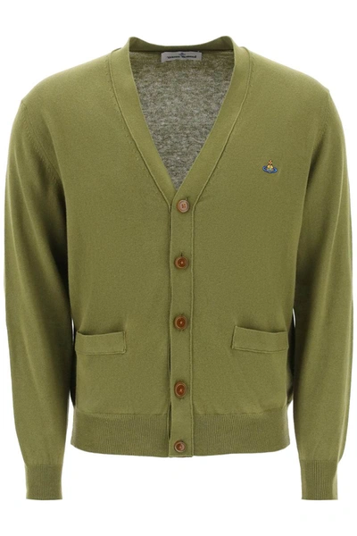 Shop Vivienne Westwood Cardigan With Orb Embroidery In Green