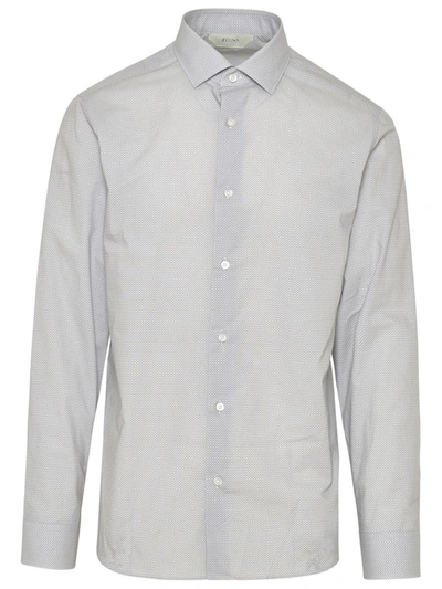 Shop Z Zegna Grey Cotton Shirt