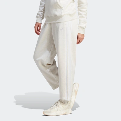 Shop Adidas Originals Women's Adidas Essentials 3-stripes Open Hem Fleece Pants In White