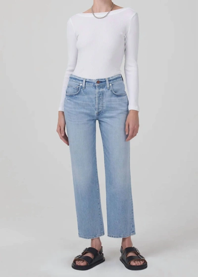 Shop Citizens Of Humanity Emery Crop Relaxed Straight Jean In Moonbeam In Blue
