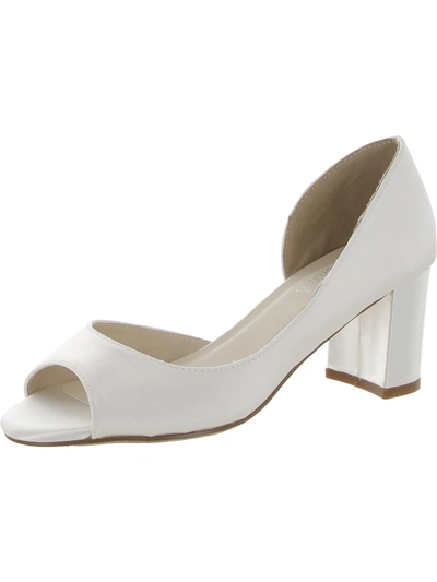 Shop Benjamin Walk Dyeable Joy Womens Satin Peep Toe D'orsay Heels In White