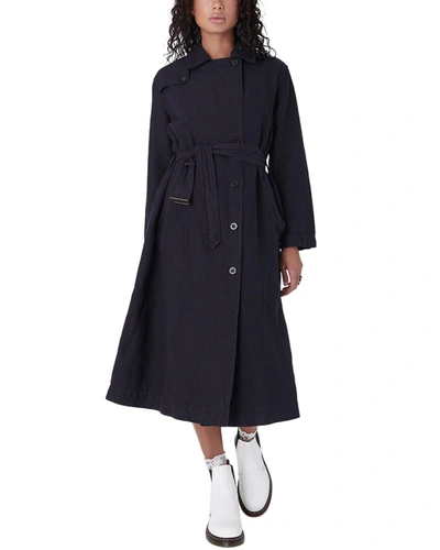 Shop Burning Torch Utility Linen-blend Trench Coat In Blue