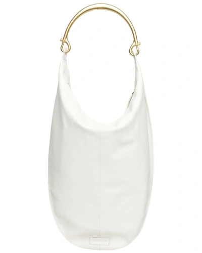 Walter Baker Luna Frame Handle Leather Hobo Bag In White