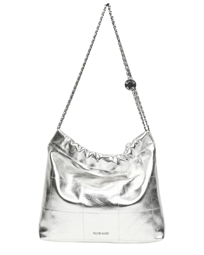 Shop Walter Baker Cleo Leather Shoulder Bag In Silver