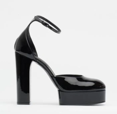 Casadei Black Patent Leather Pumps With Platform In Tiffany/nero