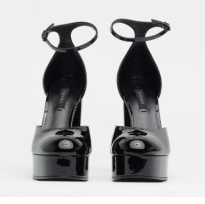 Casadei Black Patent Leather Pumps With Platform In Tiffany/nero
