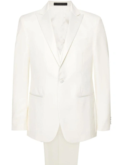 Shop Corneliani Dart Detail Suit In White