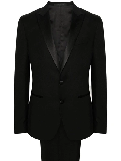 Shop Corneliani Dart Detail Suit In Black