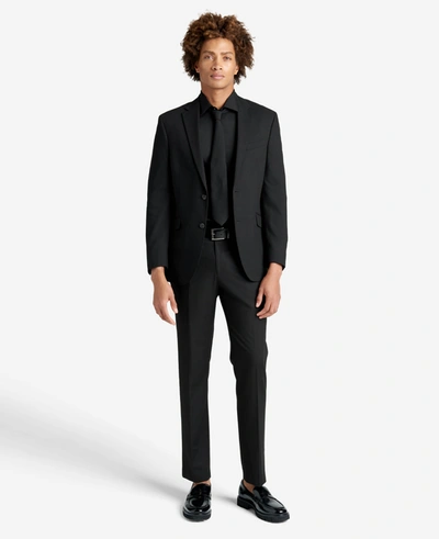 Kenneth Cole Slim Fit  Sustinable Stretch Collar Solid Dress Shirt In Black