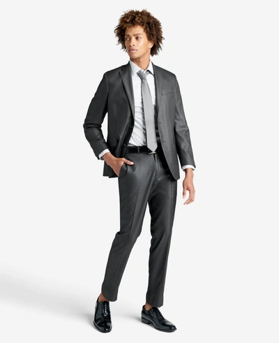 Kenneth Cole Slim Fit  Sustinable Stretch Collar Solid Dress Shirt In Anchor