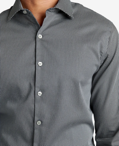Kenneth Cole Slim Fit  Natural Stretch Dress Shirt In Black Smoke
