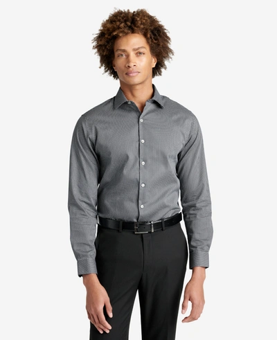 Kenneth Cole Slim Fit  Natural Stretch Dress Shirt In Black Smoke