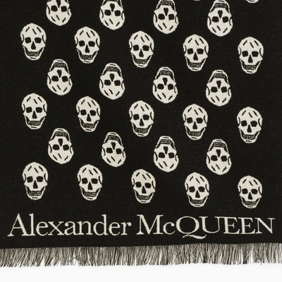 Shop Alexander Mcqueen Black/ivory Skull Scarf Men