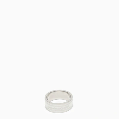 Shop Alexander Mcqueen Ivory Ring With Logo Men In White
