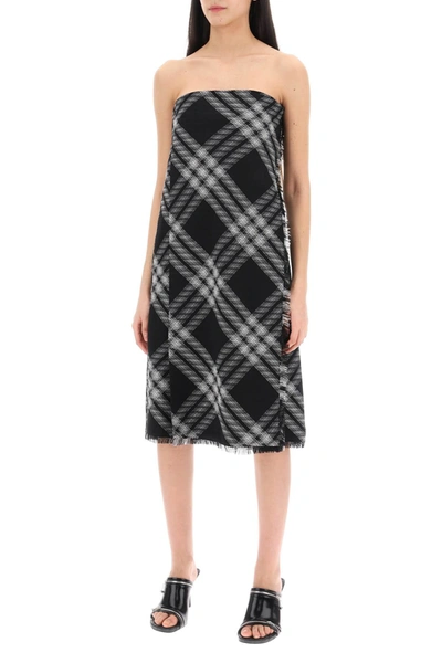 Shop Burberry Midi Dress With Check Pattern Women In Multicolor