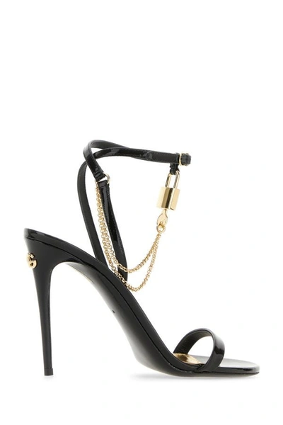 Shop Dolce & Gabbana Woman Black Leather Sandals