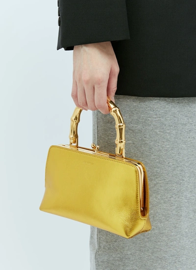 Shop Jacquemus Women Goji Bamboo Mini Handbag In Yellow