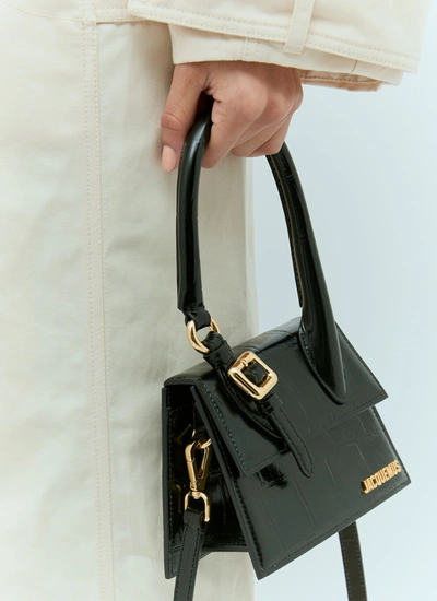 Shop Jacquemus Women Le Chiquito Moyen Bouclé Handbag In Black