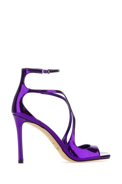 Shop Jimmy Choo Woman Purple Leather Azia 95 Sandals