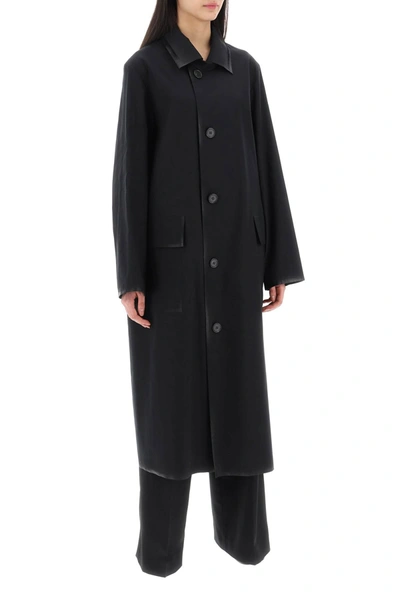 Shop Maison Margiela Cotton Coat With Laminated Trim Details Women In Black