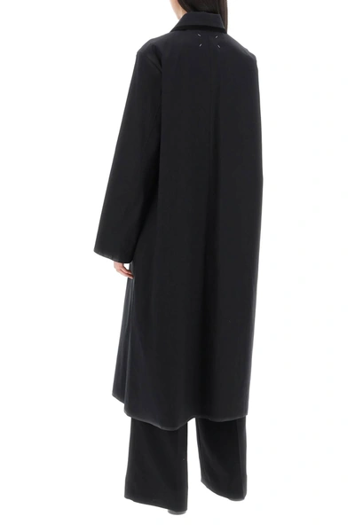 Shop Maison Margiela Cotton Coat With Laminated Trim Details Women In Black