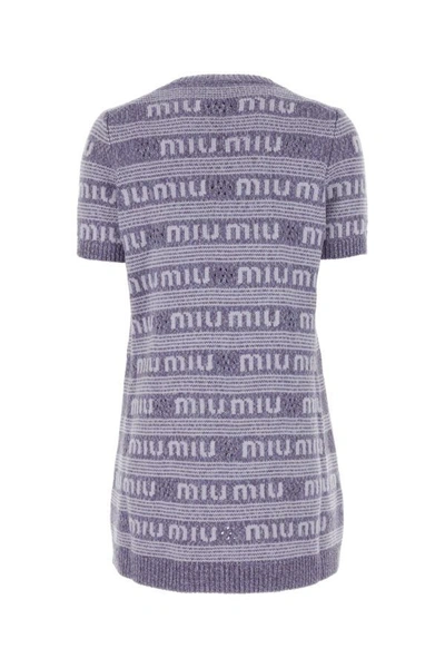 Shop Miu Miu Woman Embroidered Wool Blend Mini Sweater Dress In Multicolor