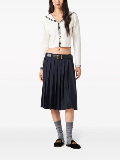 Shop Miu Miu Women Cropped Cardigan In White