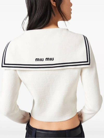 Shop Miu Miu Women Cropped Cardigan In White