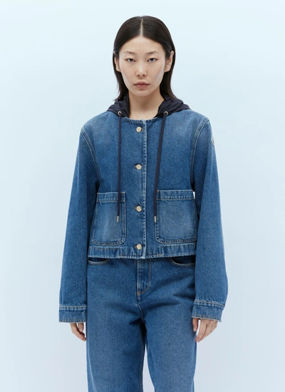 Shop Moncler Women Lampusa Denim Jacket In Blue