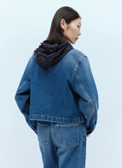 Shop Moncler Women Lampusa Denim Jacket In Blue