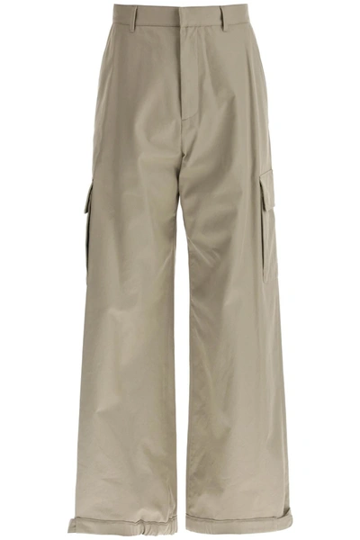 Shop Off-white Wide-legged Cargo Pants With Ample Leg Men In Cream