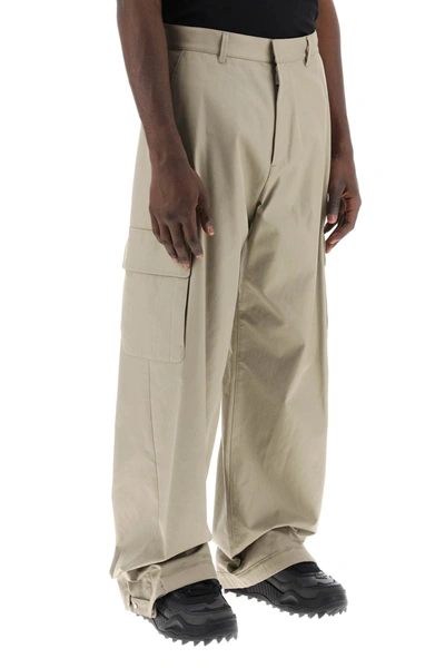 Shop Off-white Wide-legged Cargo Pants With Ample Leg Men In Cream