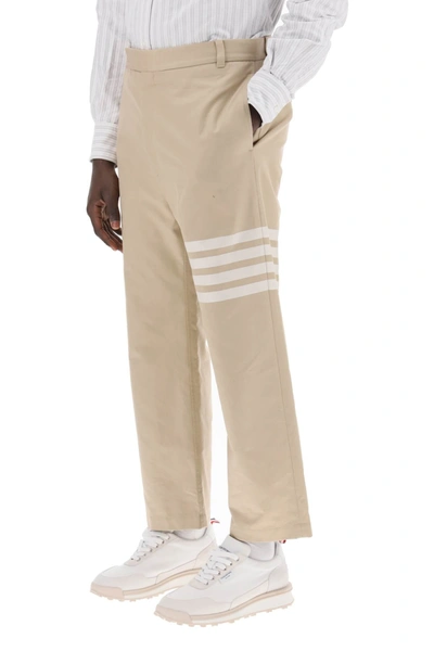 Shop Thom Browne Pants With 4-bar Men In Cream