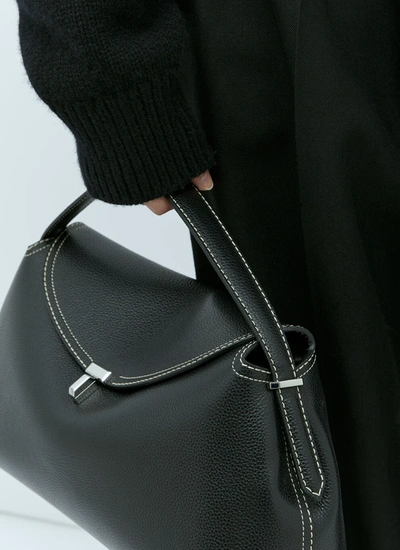 Shop Totême Toteme Women T-lock Leather Handbag In Black