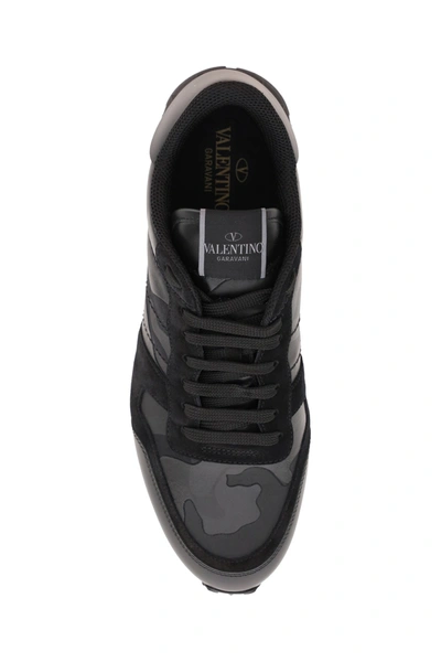 Shop Valentino Garavani Camouflage Rockrunner Sneakers Men In Black