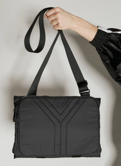 Shop Y-3 Men Folded Crossbody Bag In Black