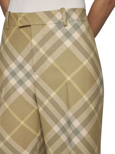 Shop Burberry Trousers In Flax Ip Check
