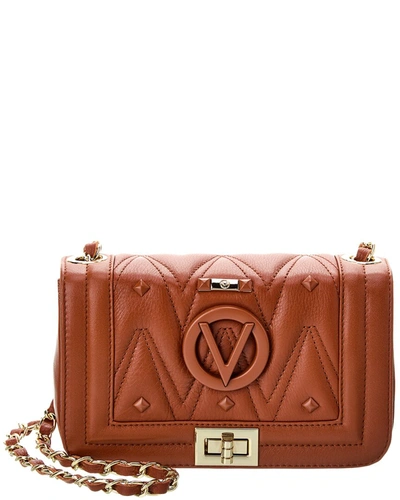Shop Valentino By Mario Valentino Beatriz Diamond Leather Shoulder Bag In Brown
