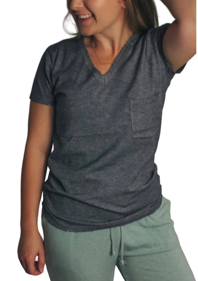 Pol V-neck T-shirt In Charcoal Grey In Grey