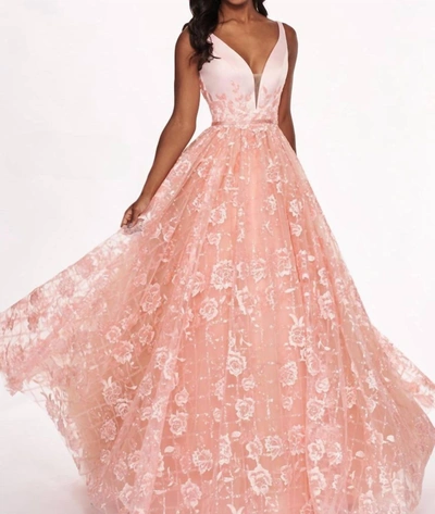 Rachel Allan Prom Dress In Blush In Gold